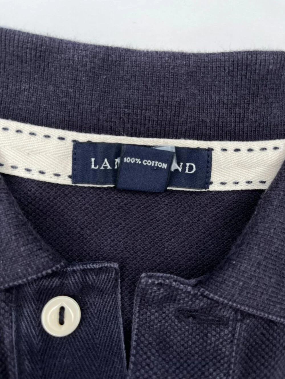Lands End Polo Shirt Mens Small (34-36) Dark Blue Short Sleeve Collared Cotton